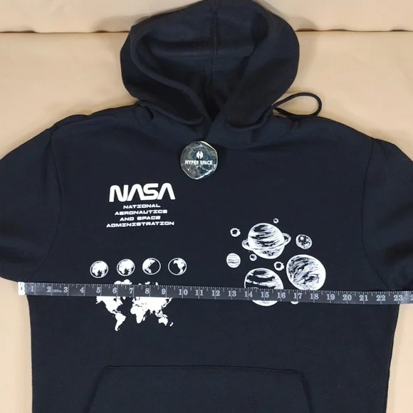 NWT Hyper Space NASA Casual Pullover Cotton Streetwear Black Graphic Hoodie - Picture 9 of 16